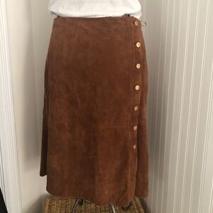 Vintage Rust Classic Genuine Suede  Talbots MIDI Lined  Skirt